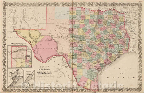 Historic Map - New Map of the State of Texas, 1857, Joseph Hutchins Colton v3