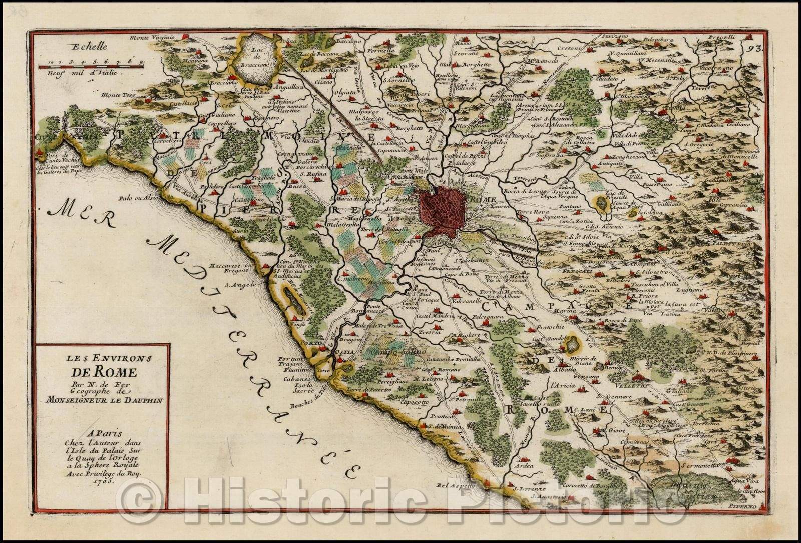 Historic Map - Les Environs de Rome, 1705, Nicolas de Fer v2