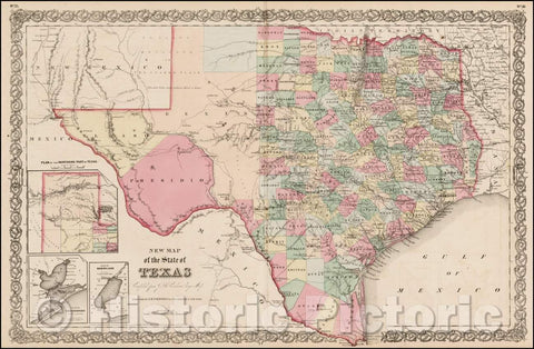 Historic Map - New Map of the State of Texas, 1857, Joseph Hutchins Colton v4