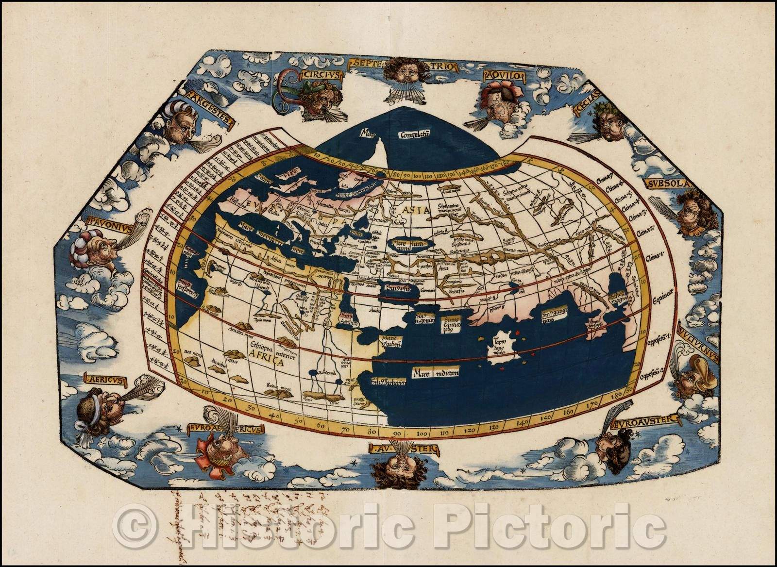 Historic Map - World Map, 1522, Lorenz Fries v1