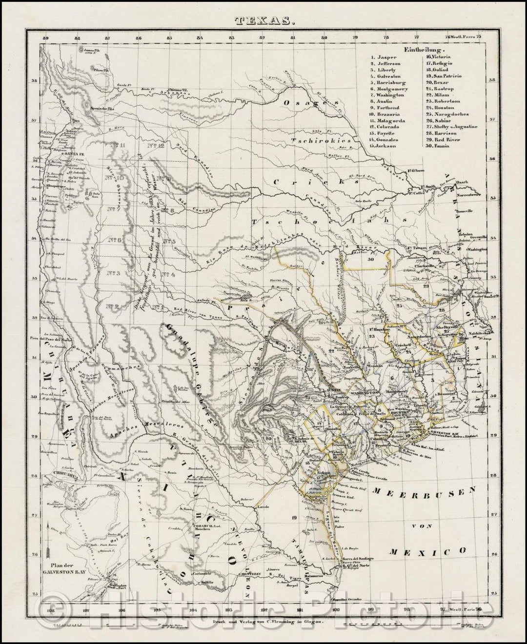 Historic Map - Texas, 1844, Carl Flemming v2