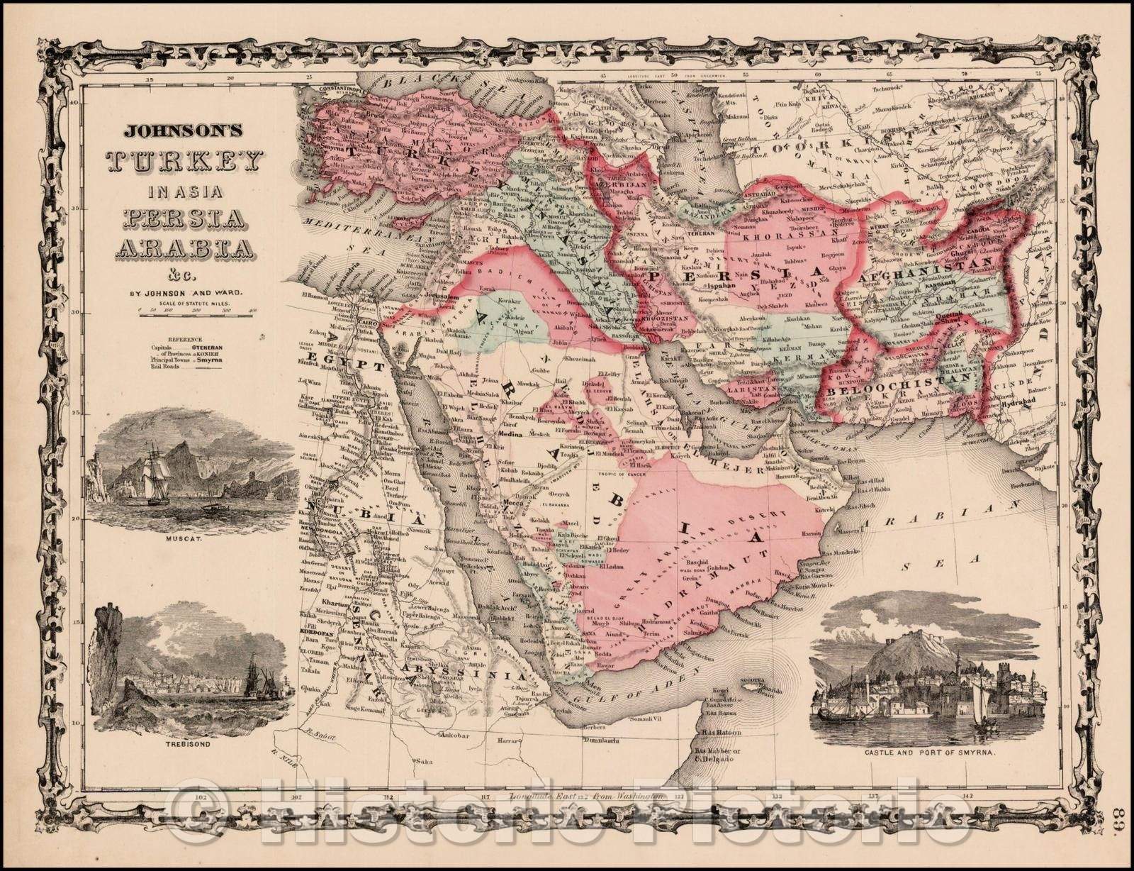 Historic Map - Johnson's Turkey in Asia, Persia, Arabia, 1862, Benjamin Ward v1