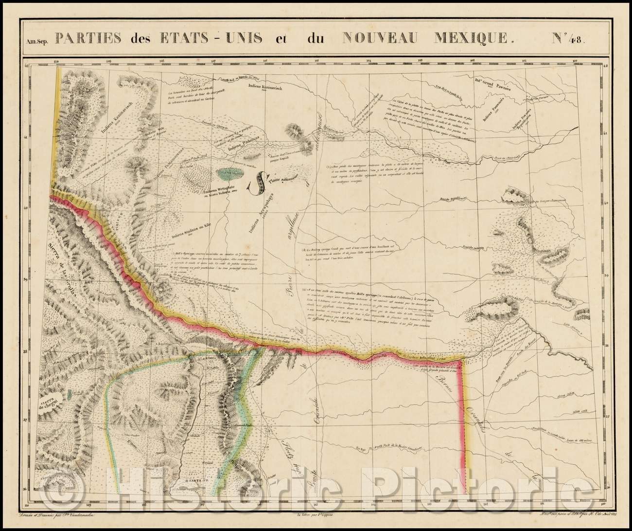 Historic Map - Am. Sep. No. 48. Partie des Etats-Unis et du Noveau Mexique Colorado, Kansas, Nebraska, Texas, New Mexico and Oklahoma, 1825 v2