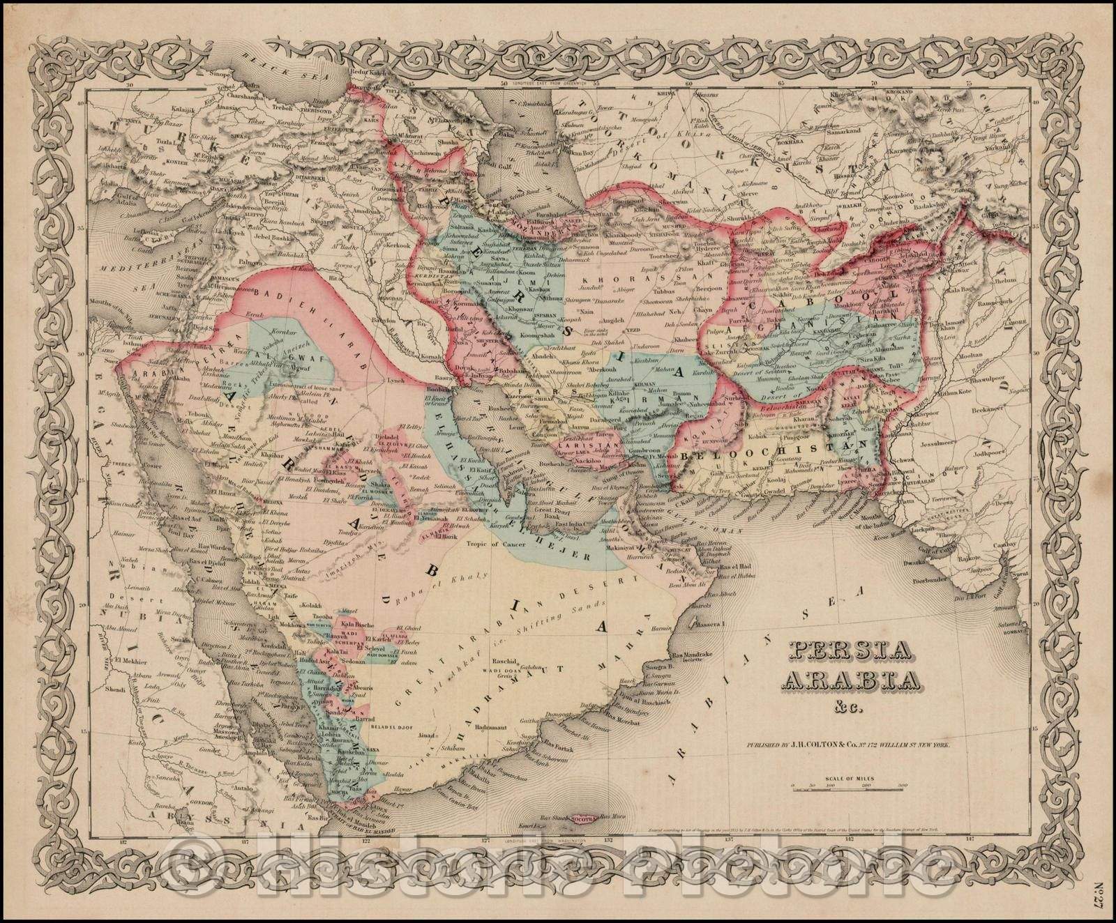 Historic Map - Persia Arabia, 1855, Joseph Hutchins Colton v2