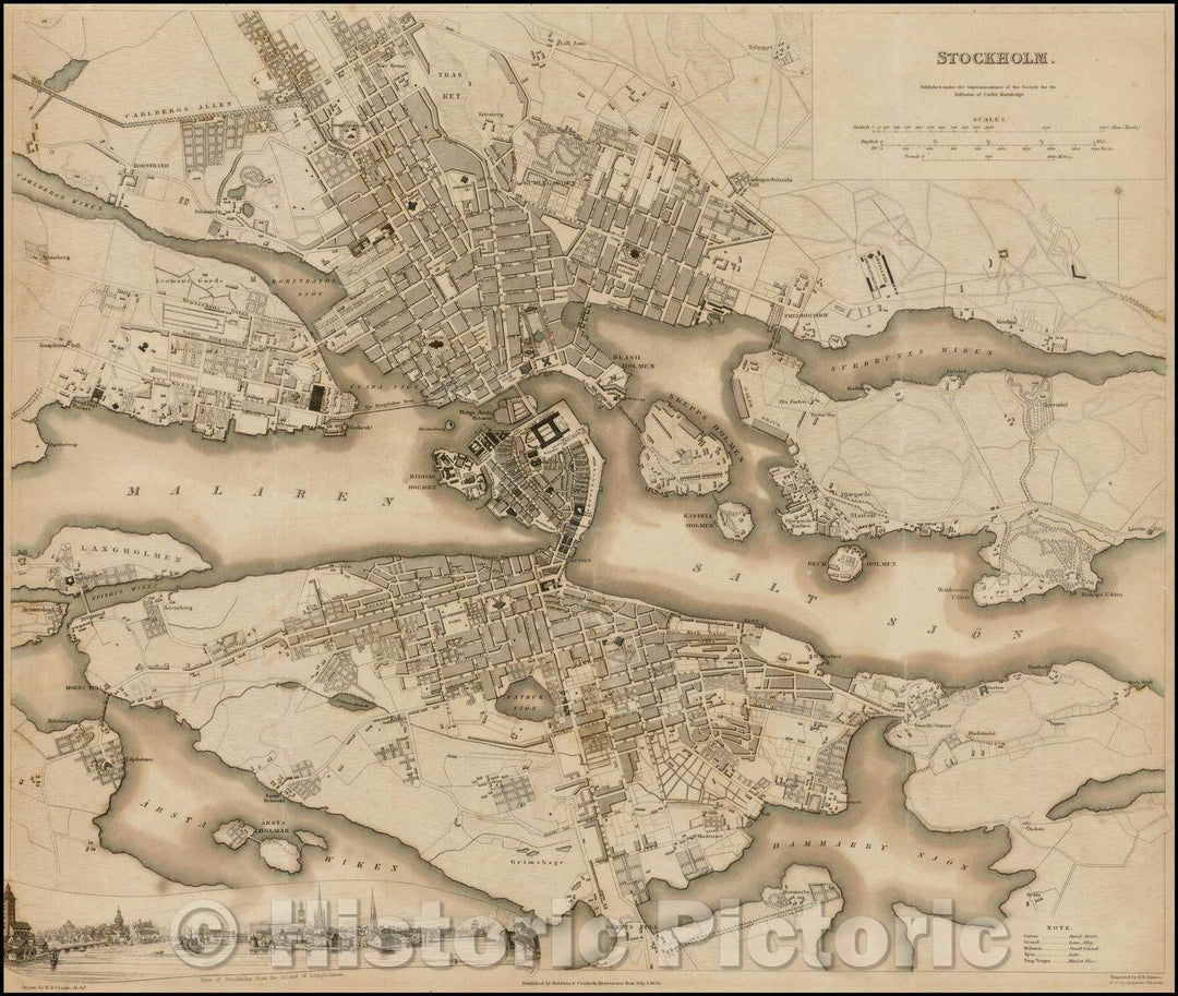 Historic Map - Stockholm, Sweden, 1836, SDUK v1