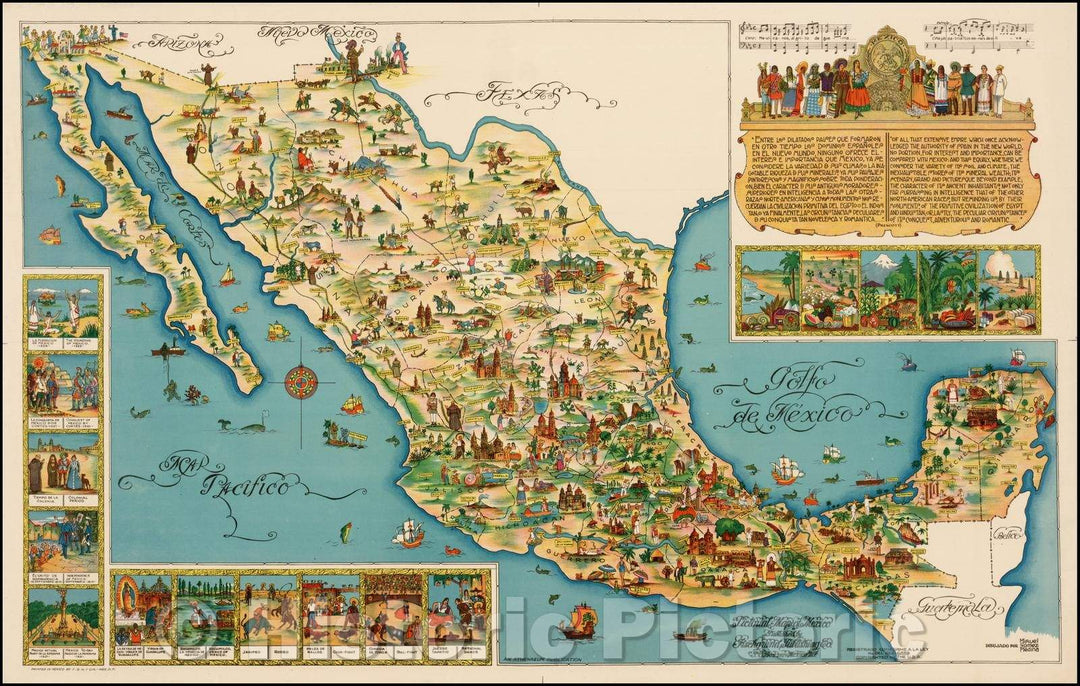 Historic Map - Pictorial Map of Mexico, 1950, Fischgrund Publishing Company v1