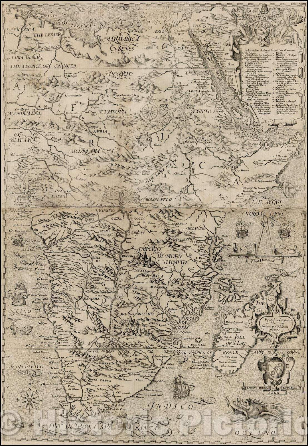 Historic Map - A discription of Aegipt (Egypt) from Cairo, 1598, John Wolfe - Vintage Wall Art