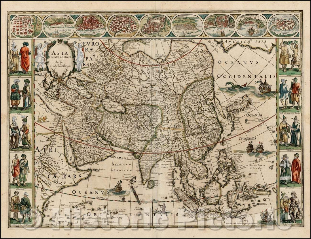 Historic Map - Asia Noviter Delineata, 1640, Willem Janszoon Blaeu - Vintage Wall Art