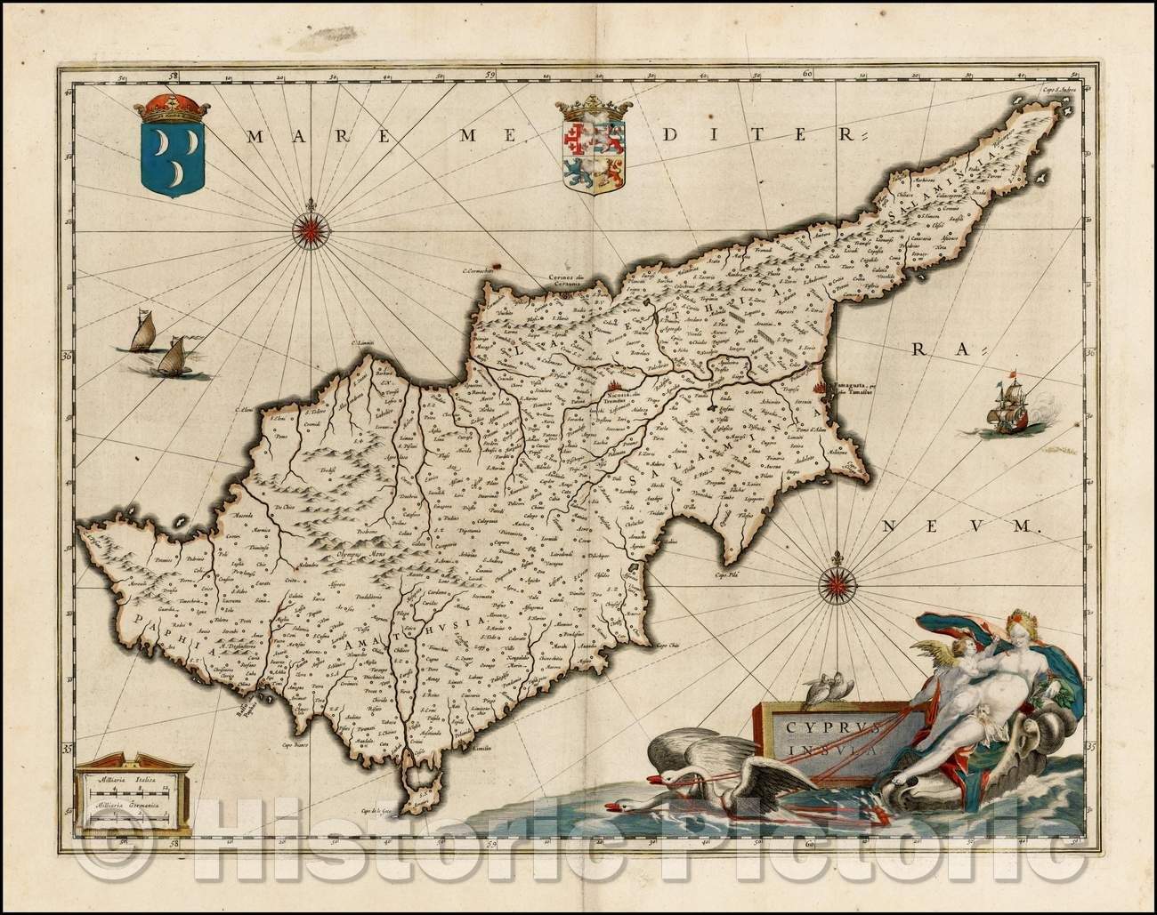 Historic Map - Cyprus Insula, 1640, Willem Janszoon Blaeu v2