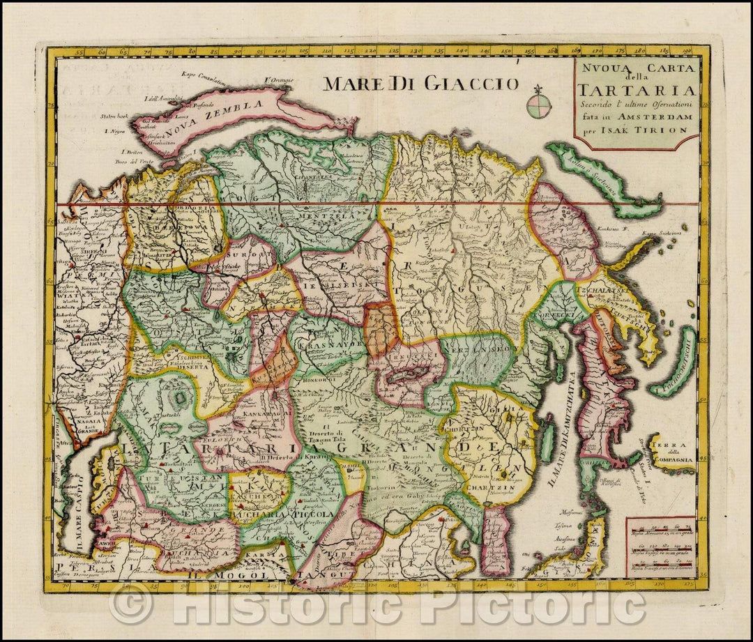 Historic Map - Nuova Carta della Tartaria Secondo l'ultime Oserva :: Tartaria, extending from the Caspian Sea to Japan, Korea, Kamtchatka and the Pacific, 1760 - Vintage Wall Art