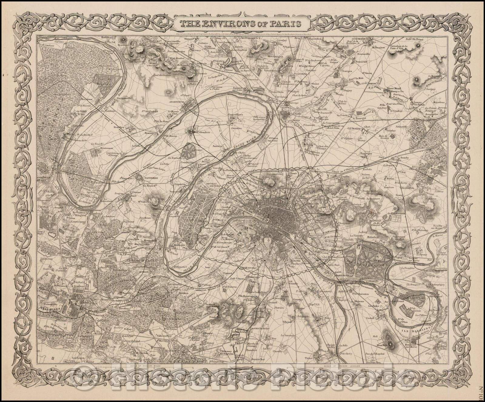 Historic Map - The Environs of Paris, 1856, Joseph Hutchins Colton v2