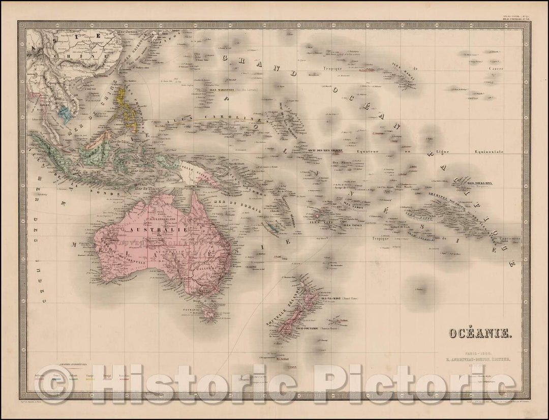 Historic Map - Oceanie. Paris -, 1860, J. Andriveau-Goujon v1