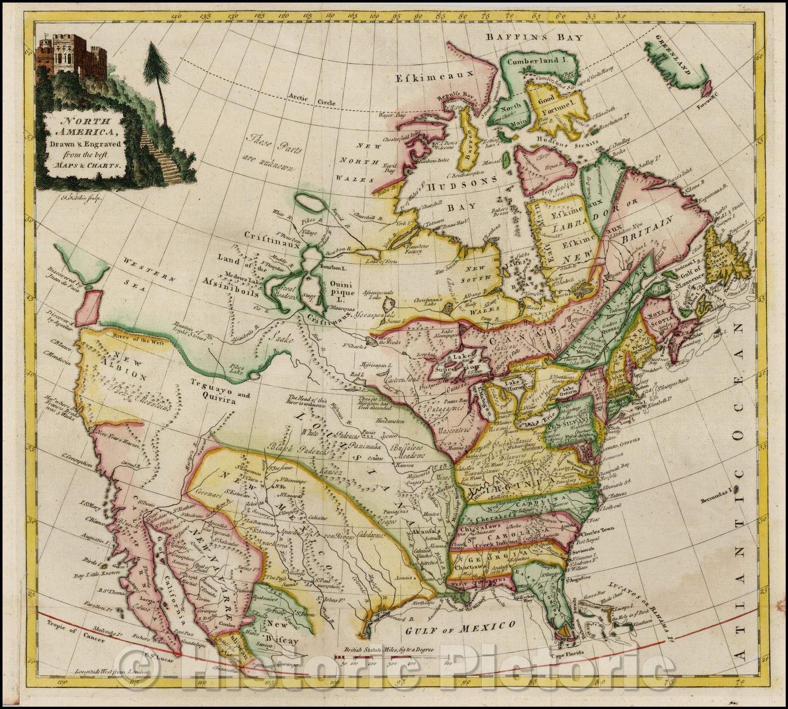 Historic Map - North America, 1770, Thomas Kitchin - Vintage Wall Art