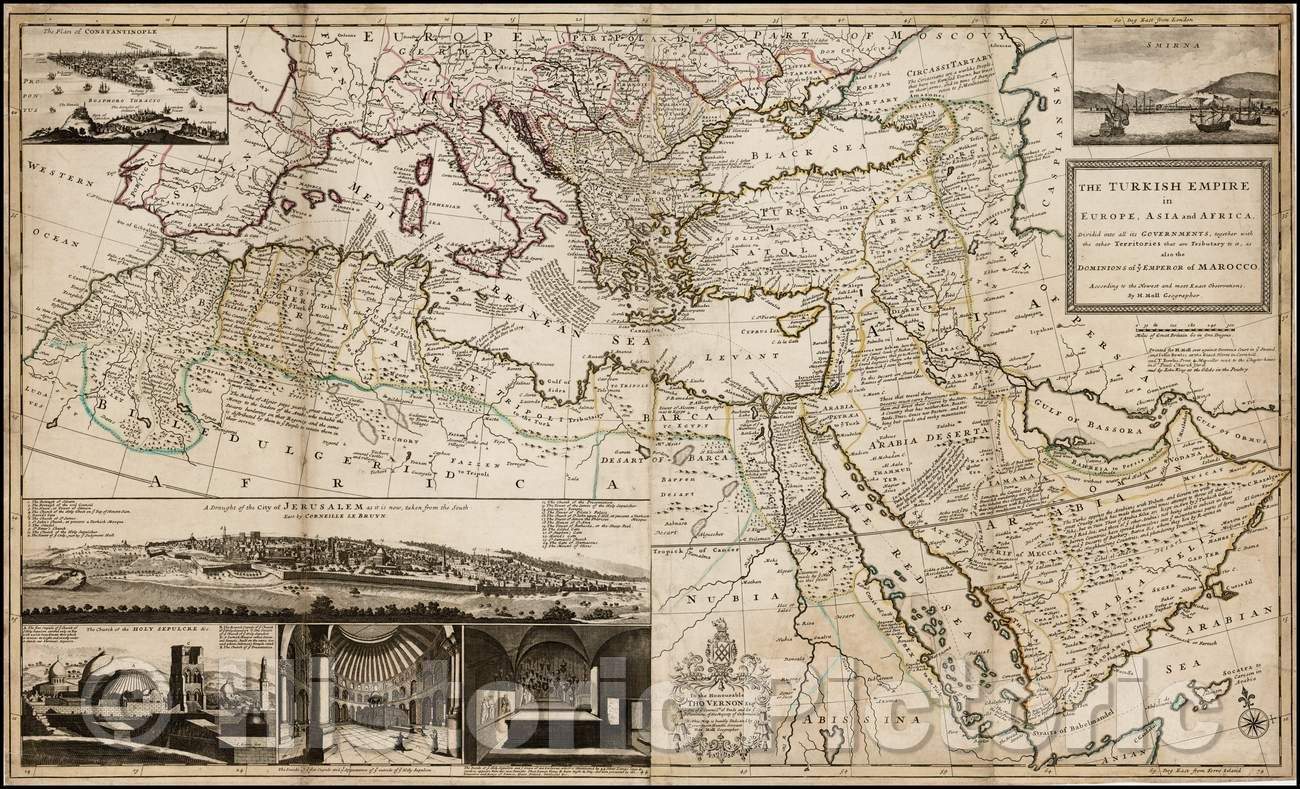 Historic Map - The Turkish Empire in Europe, Asia and Africa, Dividid into all its Governments, together with the other Territories that are Tributary to it, 1720 v3