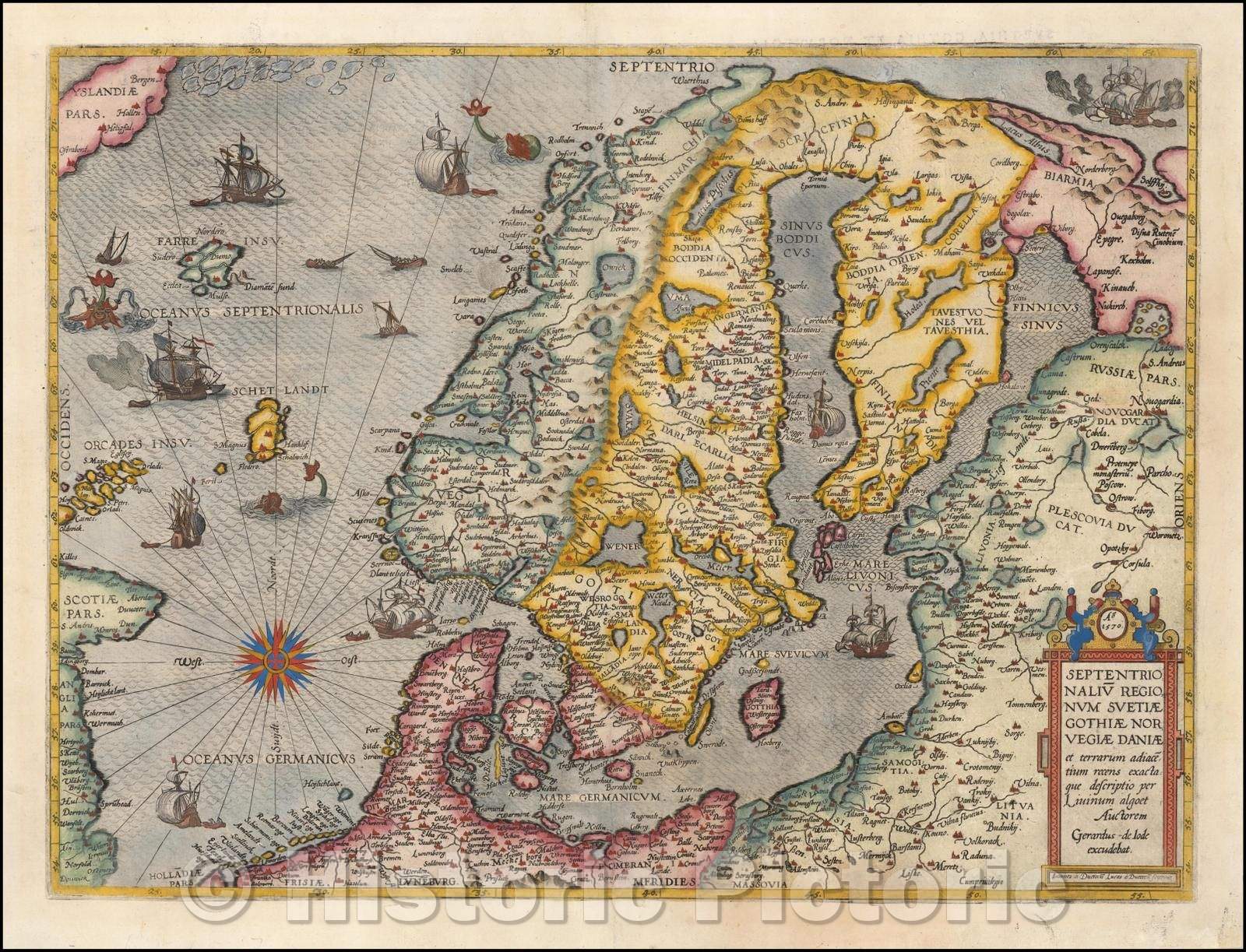 Historic Map - Scandinavia, the Baltic and Gulf of Finland/Septentrionaliu Regionum Suetiae Gothiae Norvegiae Daniae, 1593 v2