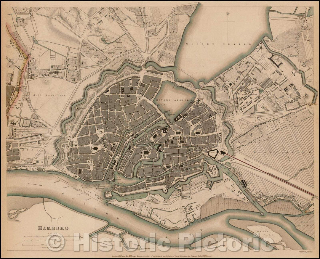 Historic Map - Hamburg, Germany, 1841, SDUK v1