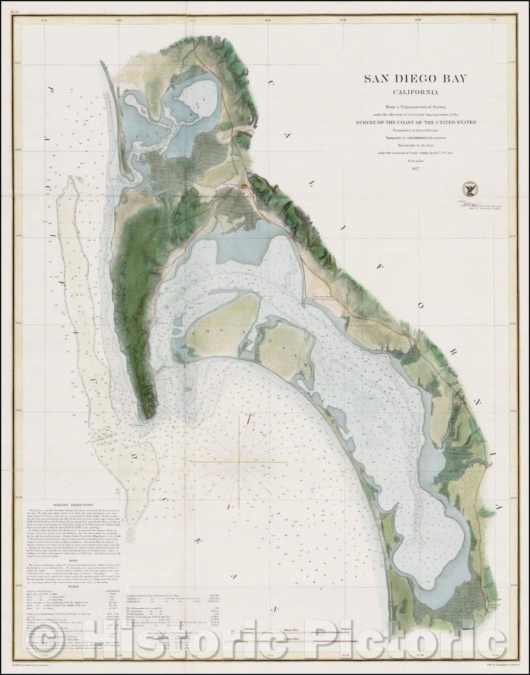 Historic Map - San Diego Bay From Trigonometrical Survey, 1857, United States Coast Survey v3