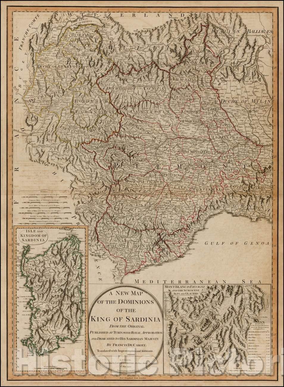 Historic Map - The Dominions of the King of Sardinia From the Original, 1794, Laurie & Whittle v1