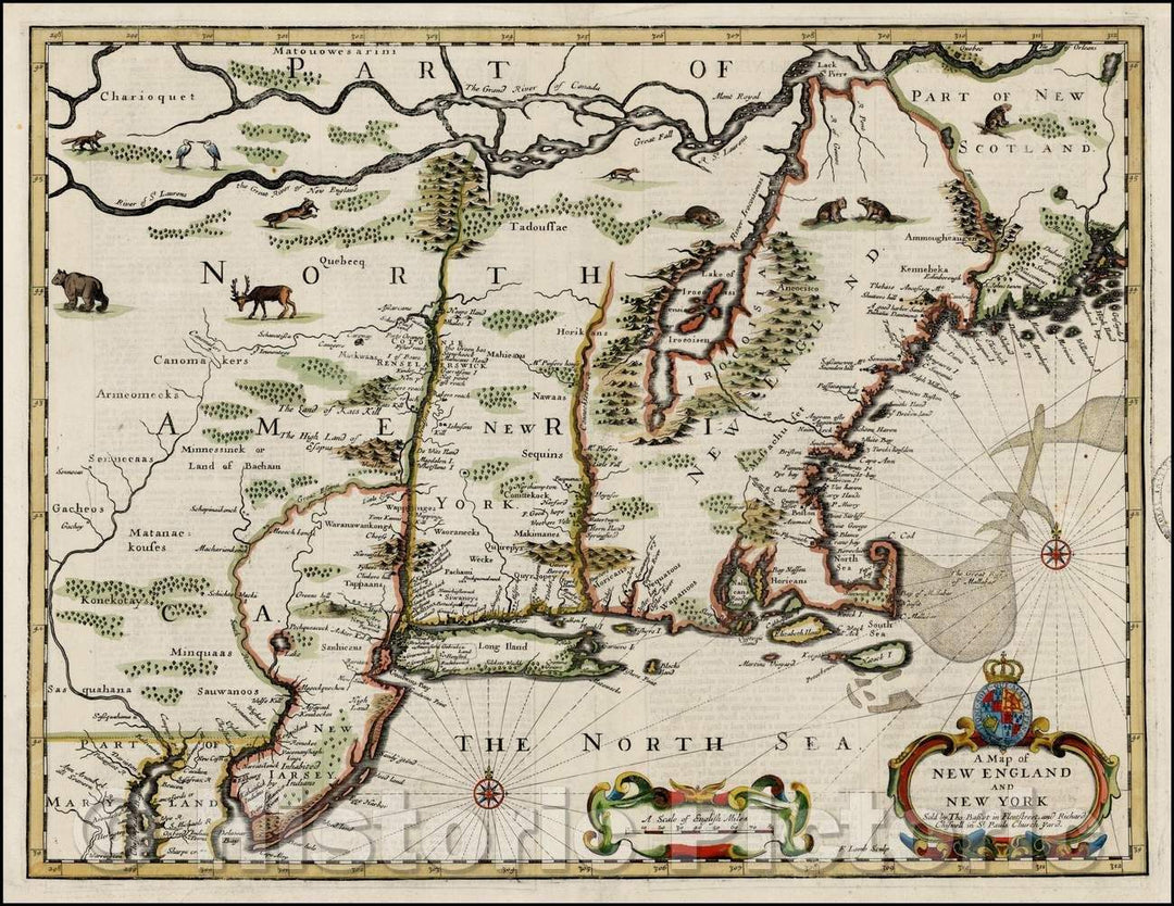 Historic Map - A Map of New England and New York, 1676, John Speed v1