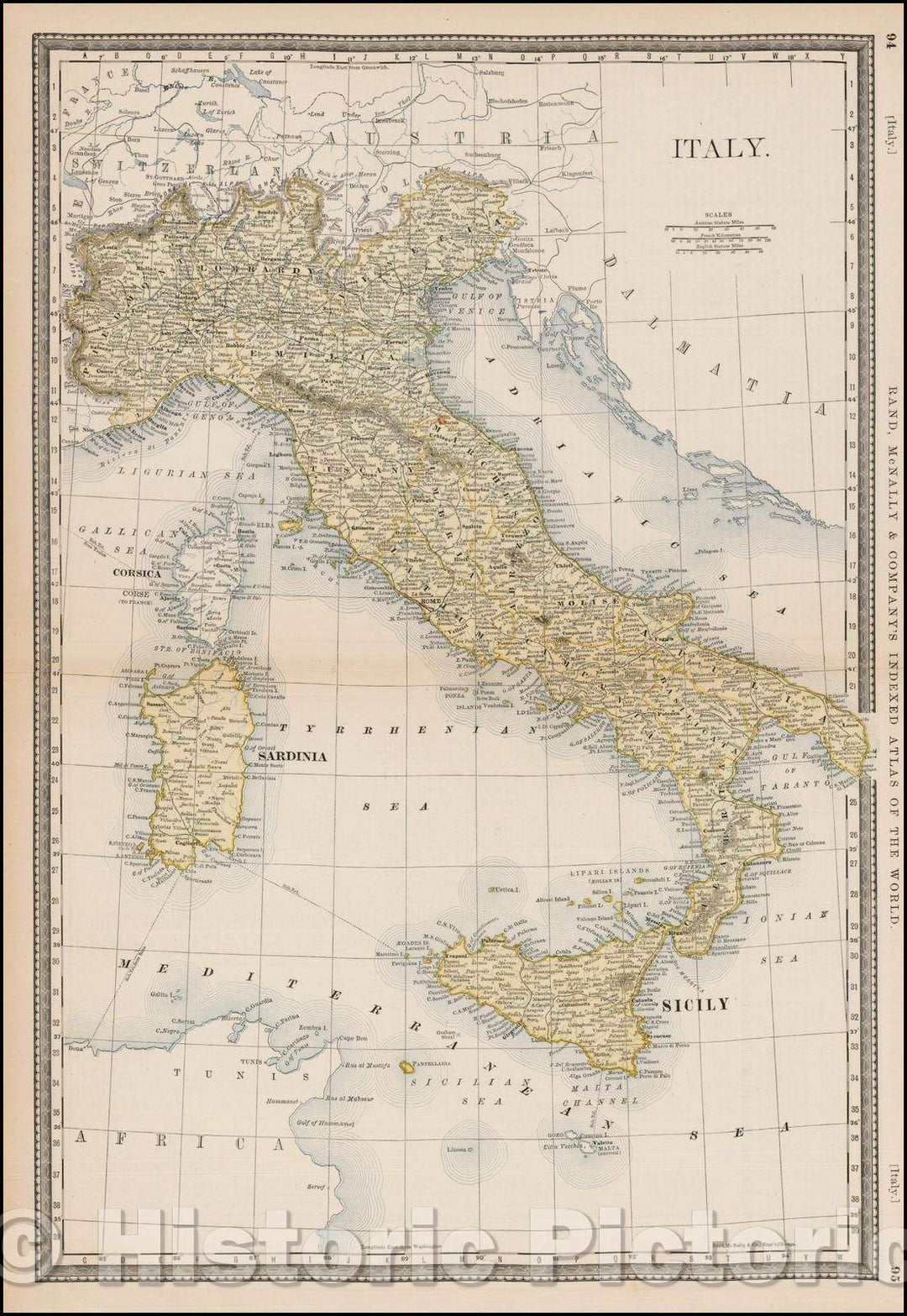 Historic Map - Italy, 1888, Rand McNally & Company v1