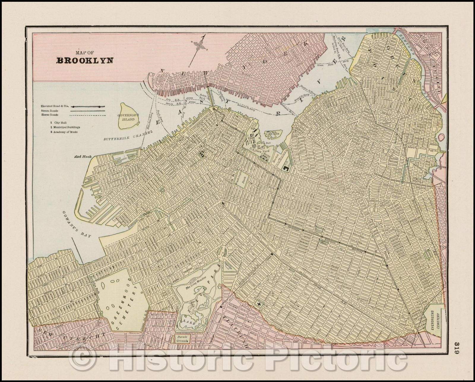 Historic Map - Map of Brooklyn, 1892, George F. Cram v2