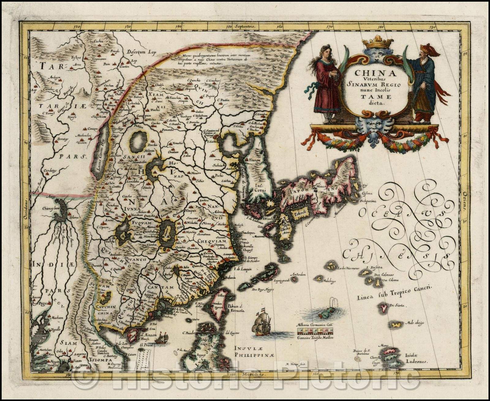 Historic Map - China Veteribus Sinarum Regio numc Incolis Tame, 1636, Matthaus Merian v3