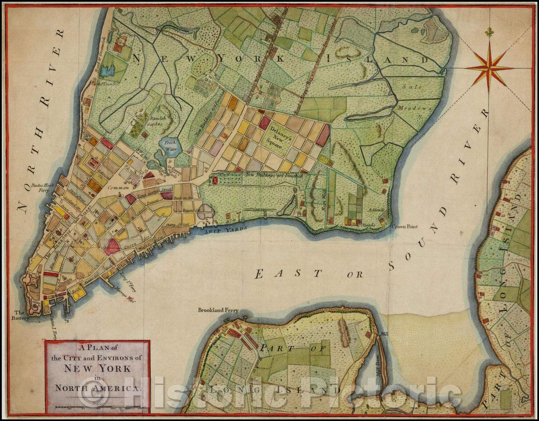 Historic Map - A Plan of the City and Environs of New York In North America, 1776, Universal Magazine - Vintage Wall Art