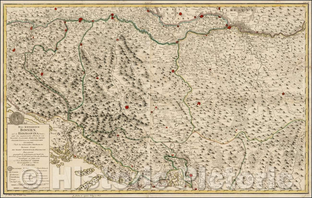 Historic Map - Das Koenigreich Bosnien und die Herzegovina (Rama) samt den Angraenzen Pro, 1788 - Vintage Wall Art