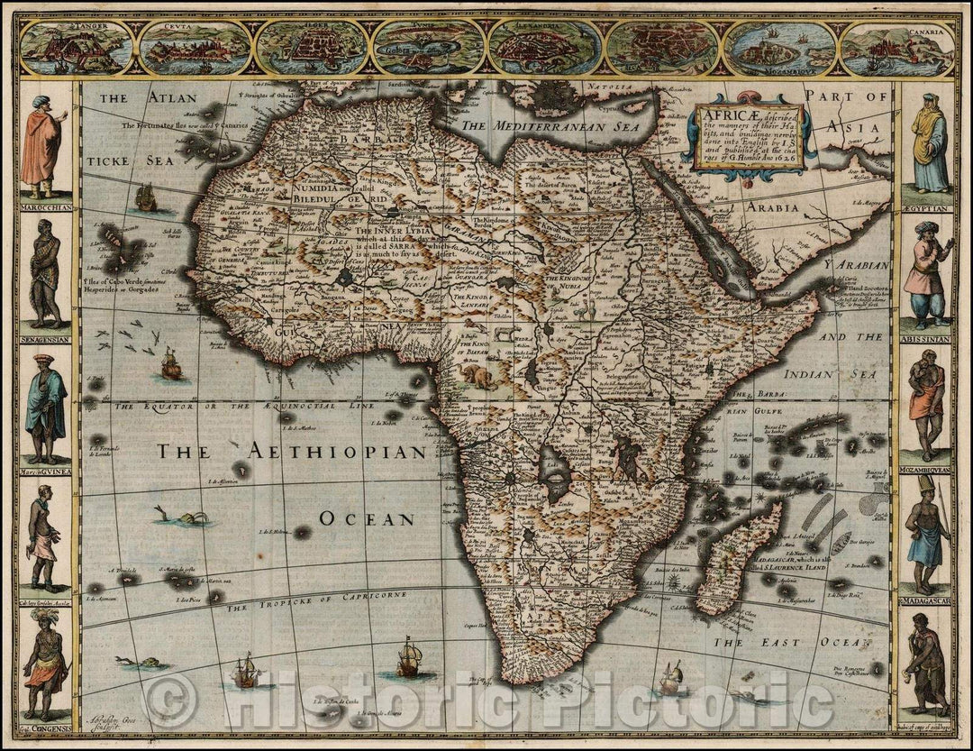 Historic Map - Africae, Described. The manners of their Habits and buildings newly done into English, 1626, John Speed v1