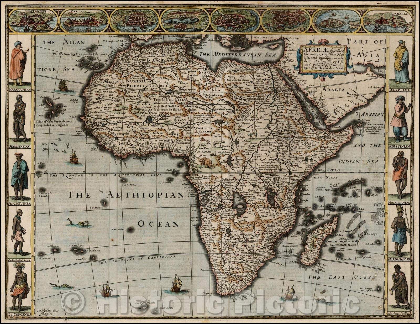 Historic Map - Africae, Described. The manners of their Habits and buildings newly done into English, 1626, John Speed v1