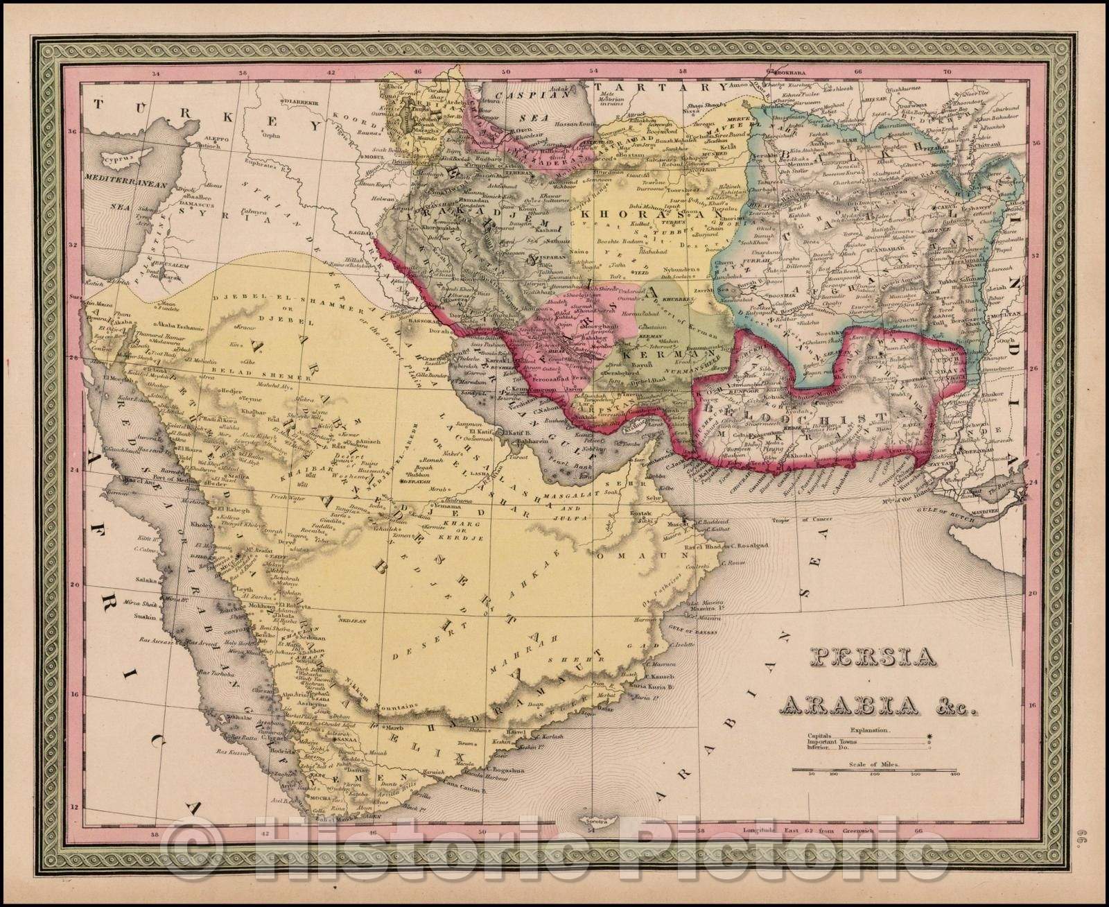 Historic Map - Persia Arabia, 1850, Thomas, Cowperthwait & Co. v1