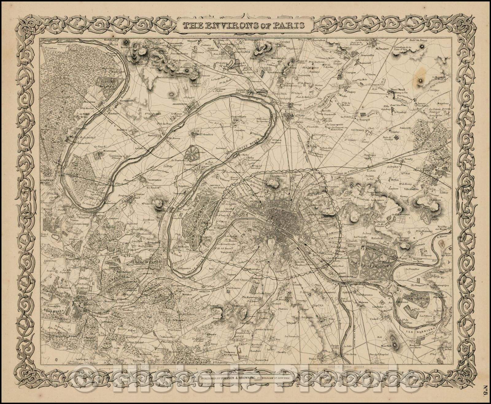 Historic Map - The Environs of Paris, 1859, Joseph Hutchins Colton v1