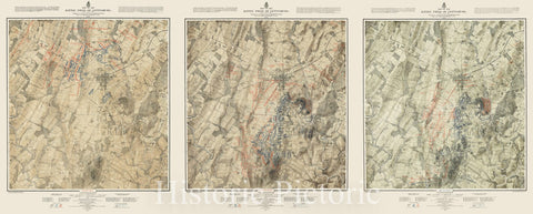 Historic Map - Map of the Battlefield of Gettysburg July 1st, 2nd, 3rd 1863, 1876, John B. Bachelder - Vintage Wall Art