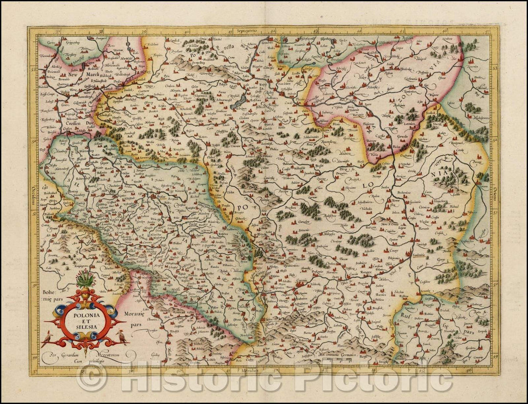 Historic Map - Polonia et Silesia/Poland and Silesia, 1620, Gerhard Mercator - Vintage Wall Art