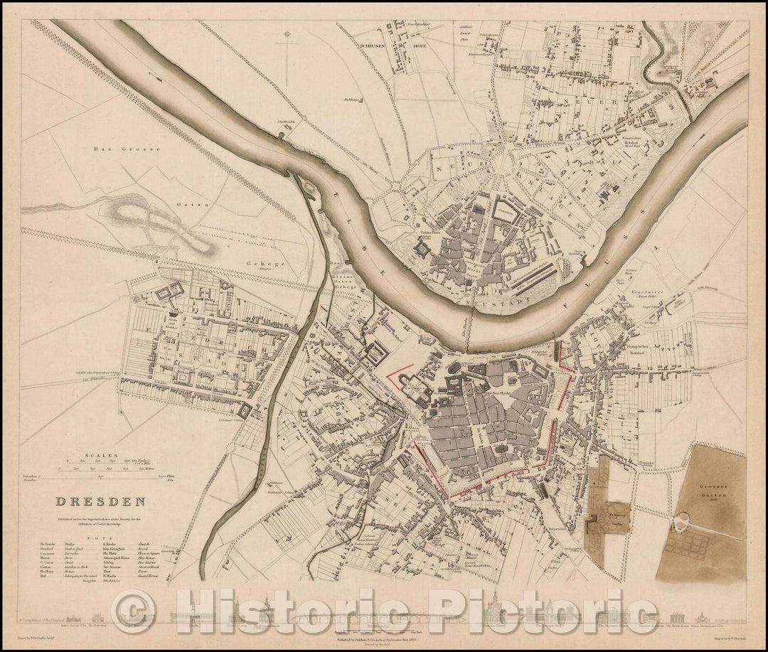 Historic Map - Dresden, Germany, 1833, SDUK v1