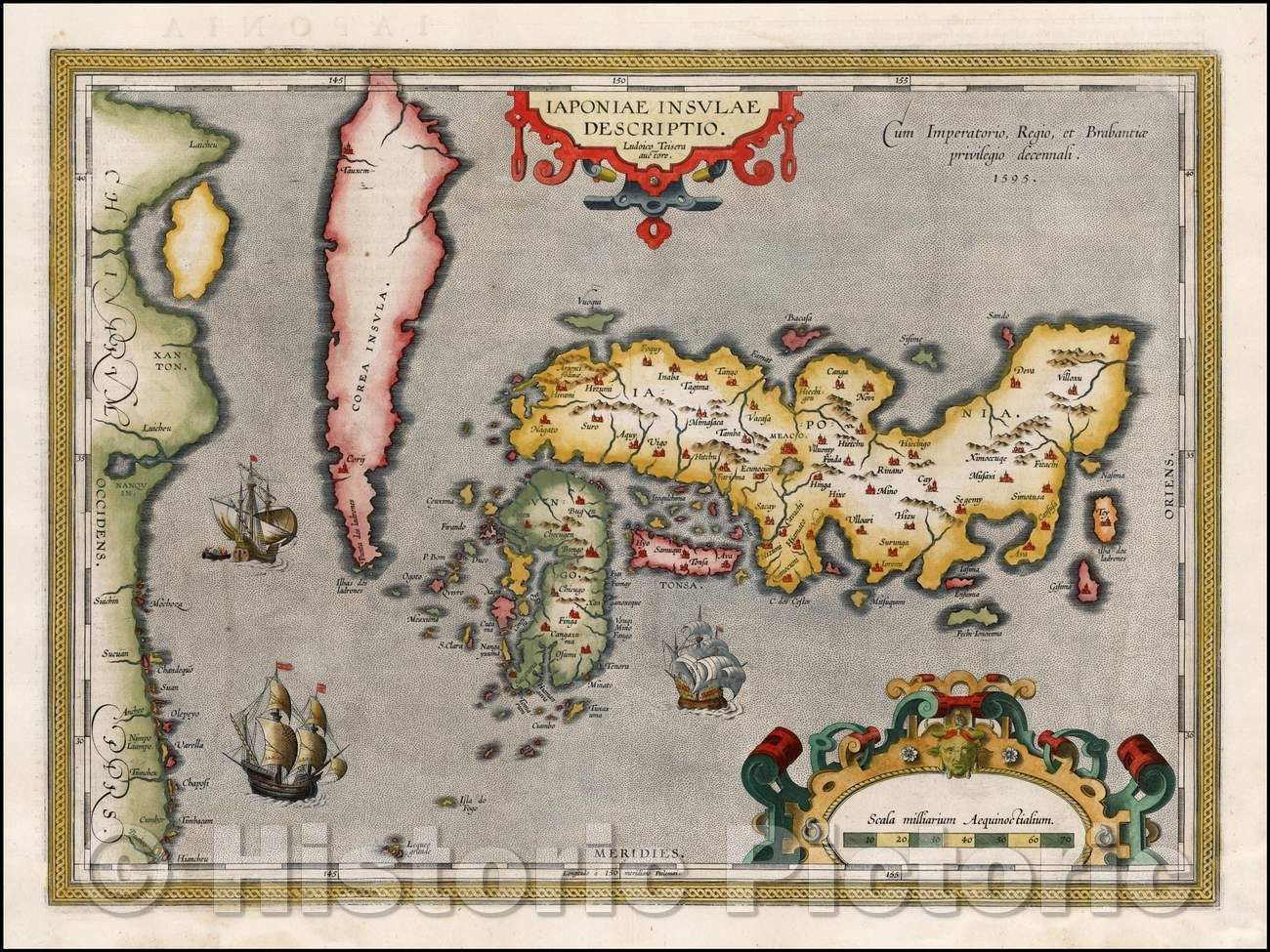 Historic Map - Iaponiae Insulae Descriptio Ludoico Teisera auctore Korea Shown As An Island, 1602, Abraham Ortelius - Vintage Wall Art