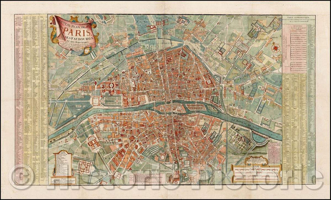 Historic Map - Nouveau Plan De Paris Ses Faubourgs et ses Environs, 1764, Louis Charles Desnos - Vintage Wall Art