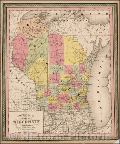 Historic Map - The State of Wisconsin, 1852, Thomas, Cowperthwait & Co. v1