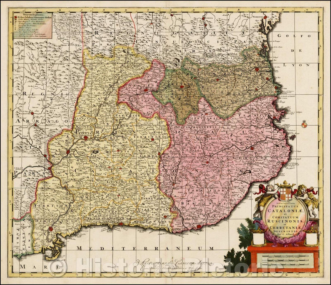 Historic Map - Accuratissima Principatus Cataloniae et Comitatuum Ruscinonis et Cerratani :: Cataloniae Ruscinonis and Cerrataniae, 1688 - Vintage Wall Art