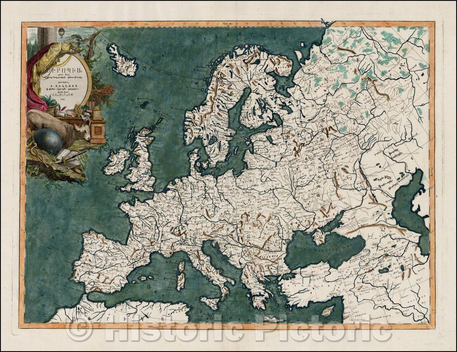 Historic Map - Europe, 1787, Elia Endasian - Vintage Wall Art