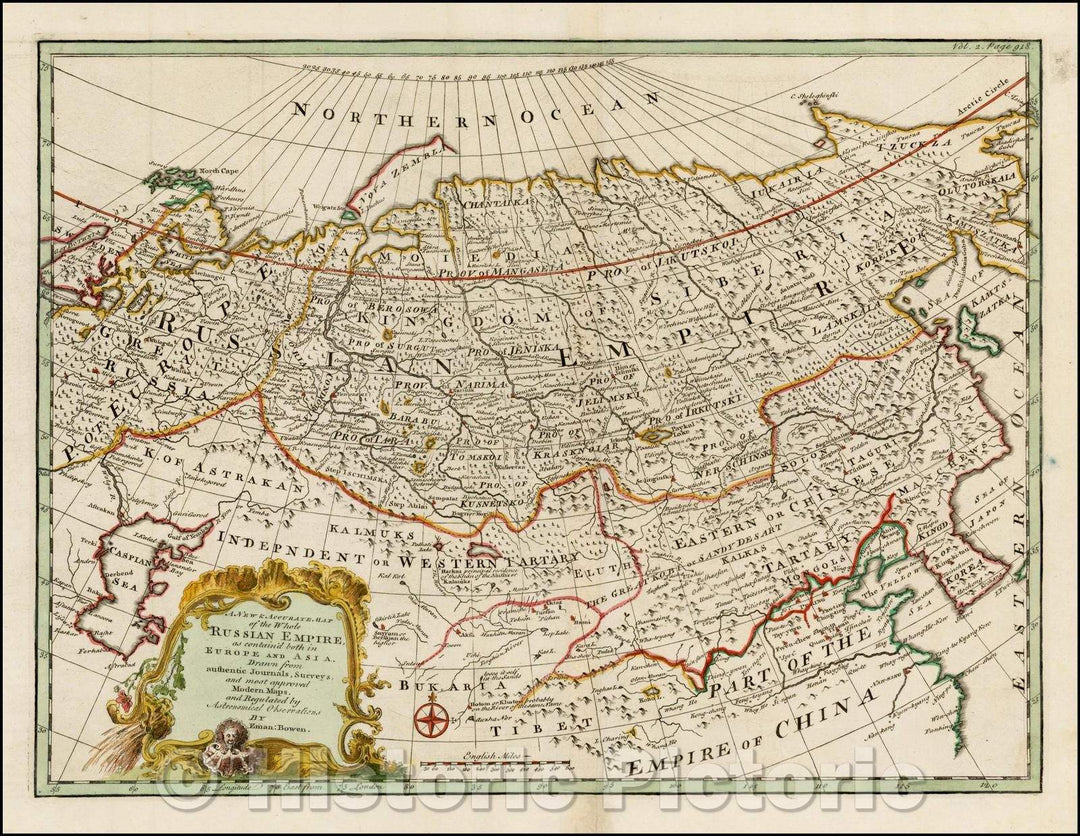 Historic Map - A New & Accurate Map of the Whole Russian Empire, as contained both in Europe and Asia, 1747, Emanuel Bowen v2