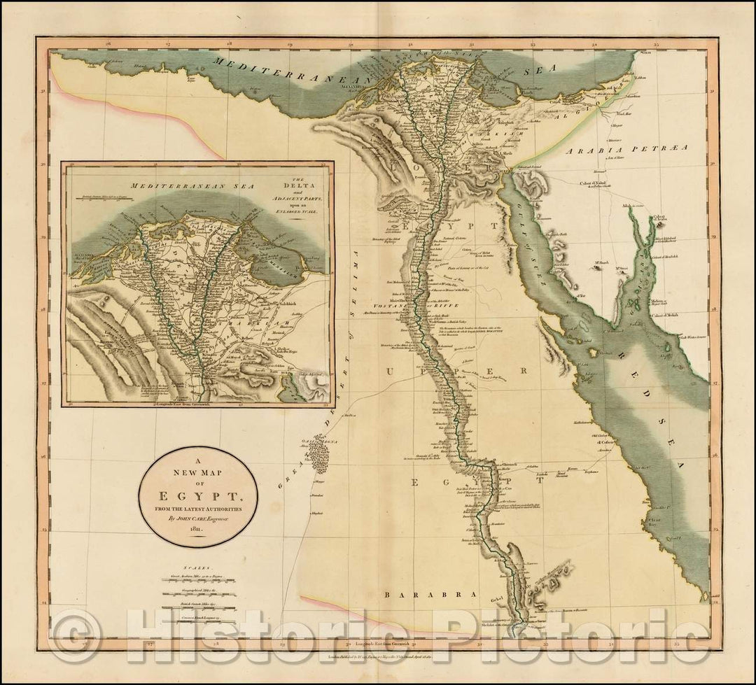 Historic Map - Egypt, From the Latest Authorities, 1811, John Cary - Vintage Wall Art