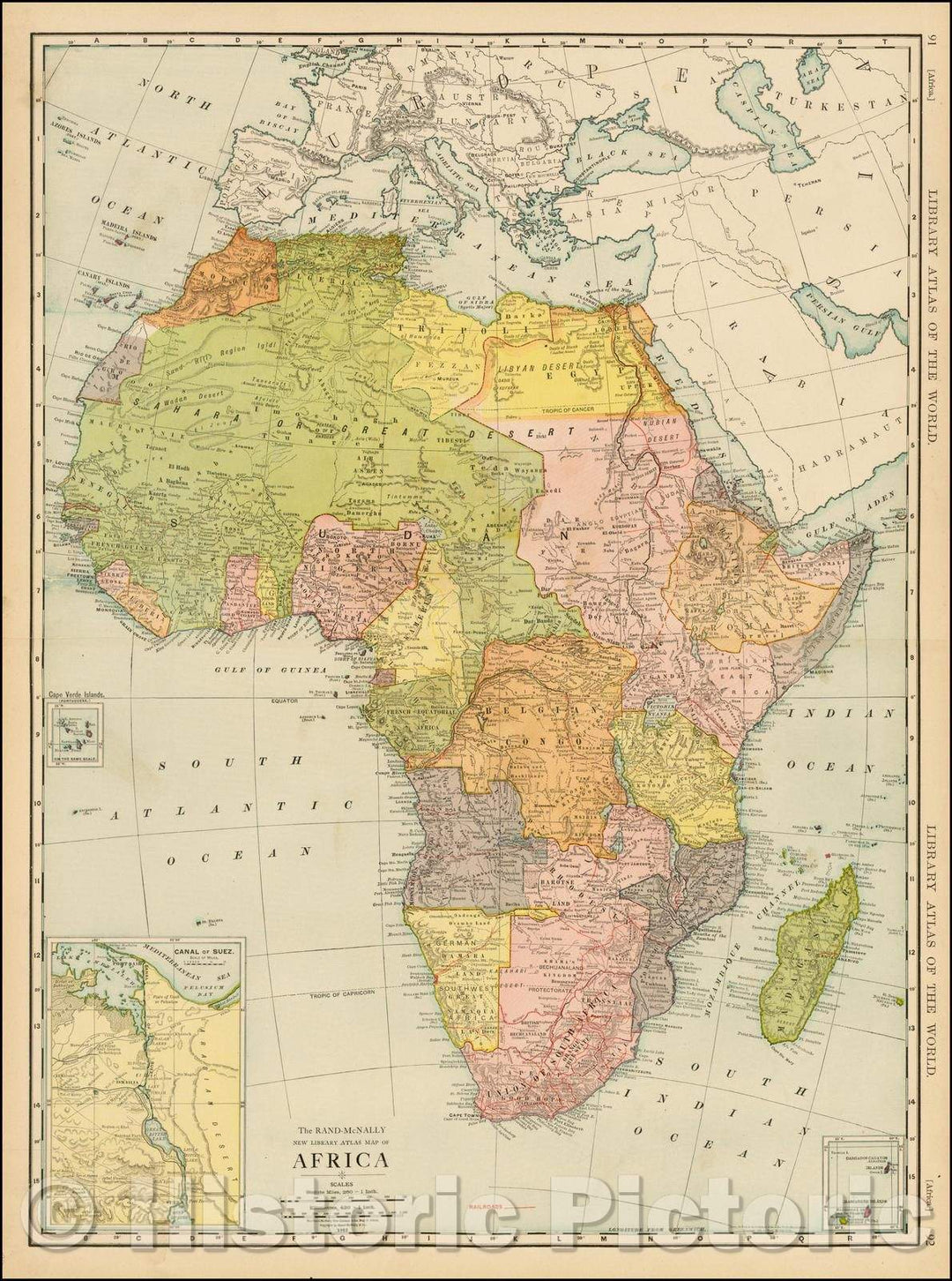 Historic Map - Rand McNally & Co.'s Indexed Atlas of the World Map of Africa, 1898, William Rand v2