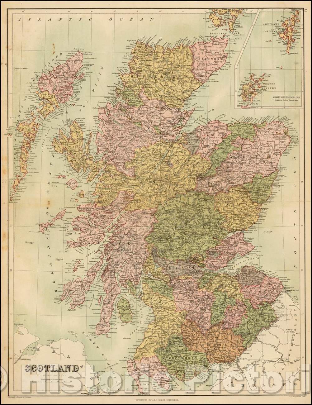 Historic Map - Scotland, 1873, Adam & Charles Black v2