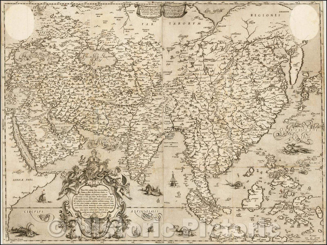 Historic Map - Asia, 1597, Fausto Rughesi - Vintage Wall Art