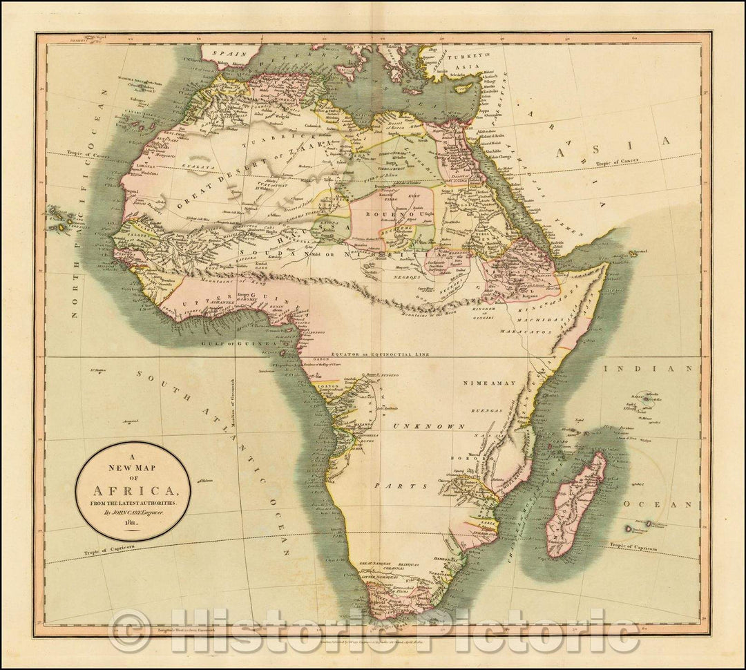 Historic Map - A New Map of Africa, From the Latest Authorities, 1811, John Cary - Vintage Wall Art