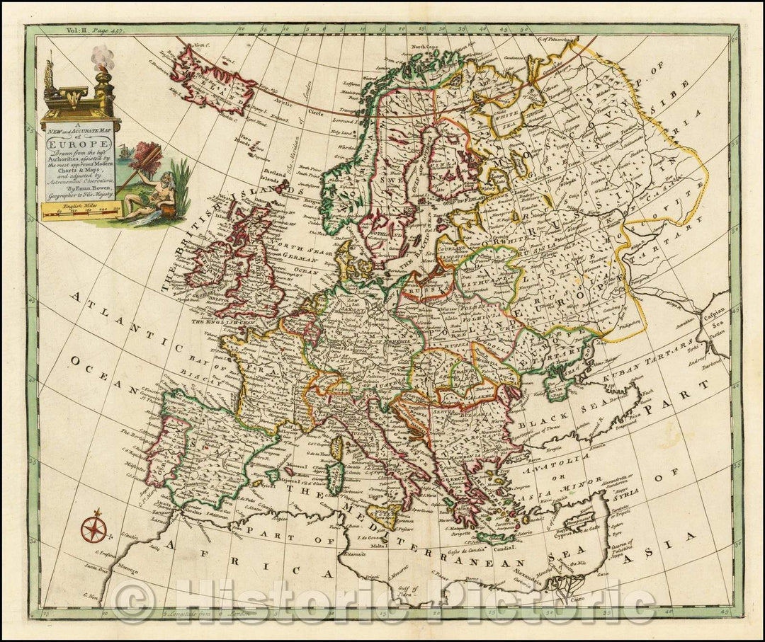 Historic Map - A New and Accurate Map of Europe, 1744, Emanuel Bowen - Vintage Wall Art