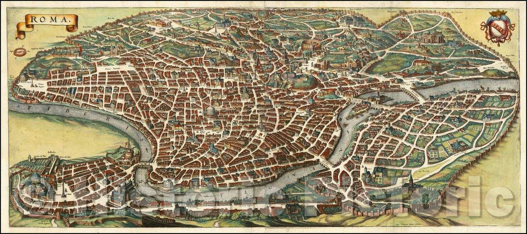 Historic Map - Rome, Italy, 1638, Matthaeus Merian v1