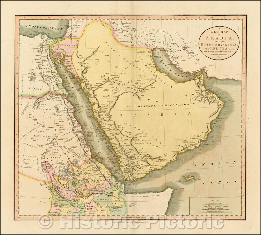 Historic Map - Arabia, Including Egypt, Abyssinia, The Red Sea &c &c, 1811, John Cary - Vintage Wall Art