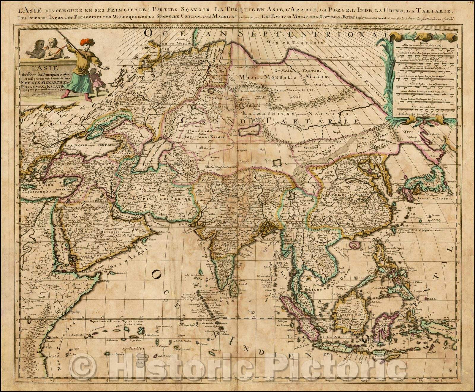 Historic Map - Asia, 1690, Gerard Valk - Vintage Wall Art